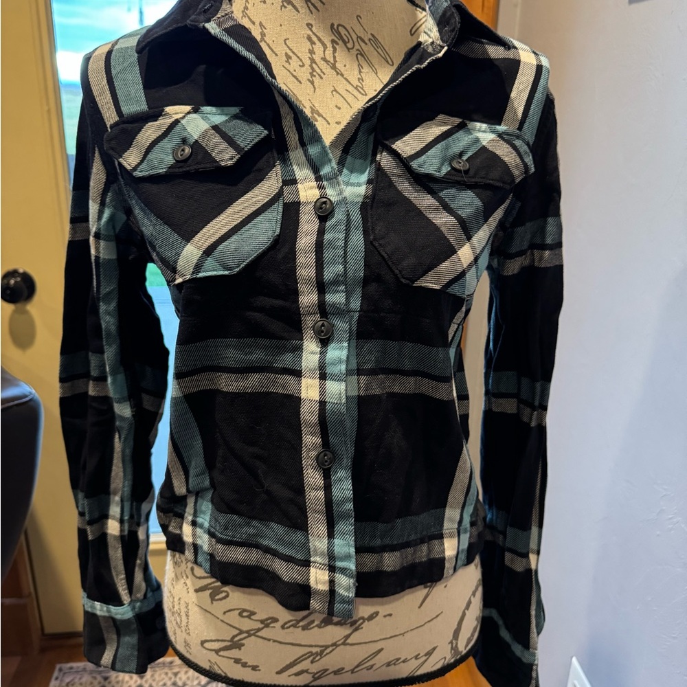 Patagonia Black and Blue Plaid Button-Down Shirt